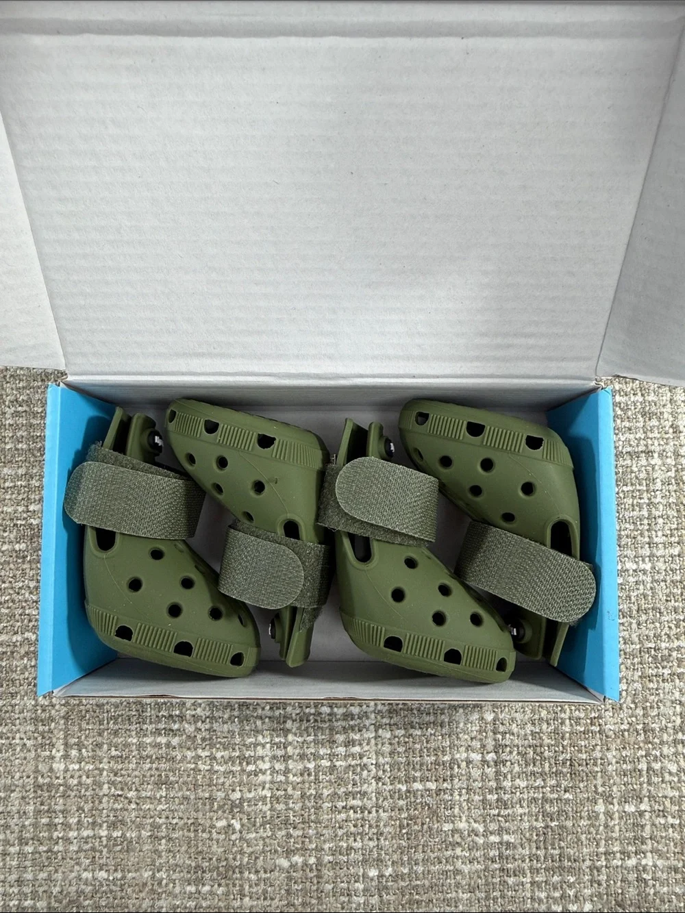 Olive green Phymorse Dog Shoes for Hot Pavement - Blue Box